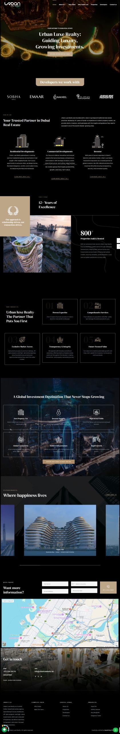 Urban Luxe Realty WordPress website built by QuickFicks
